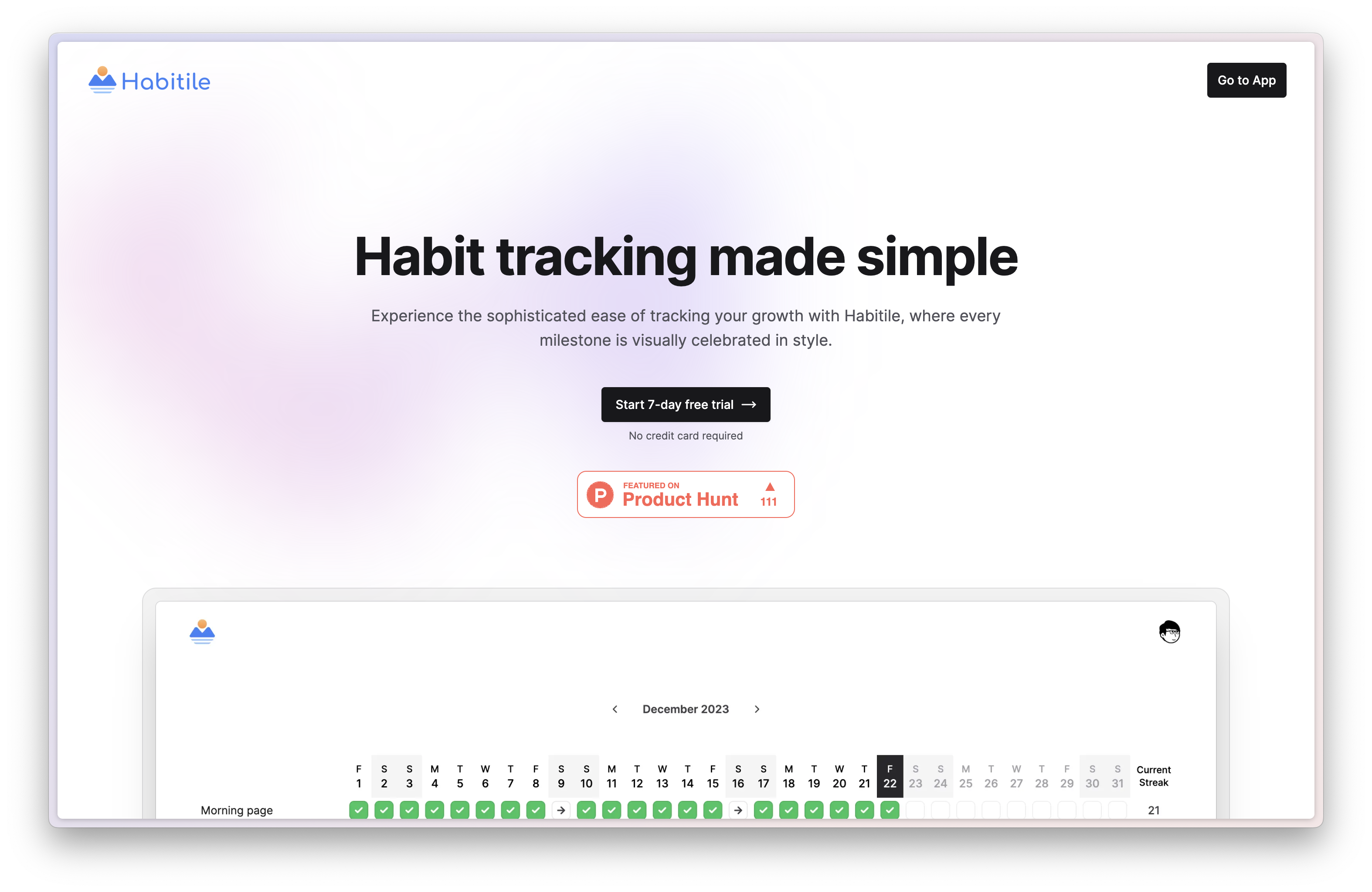 Habitile home screen